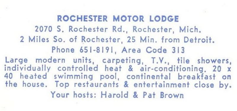 Rochester Motor Lodge - Vintage Post Card